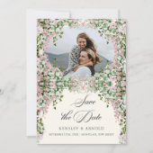 Elegante Roze Tuin Foto Save The Date  (Voorkant)