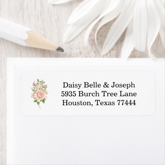 Elegante Roze Tuin Trouwadres Etiket (Insitu)