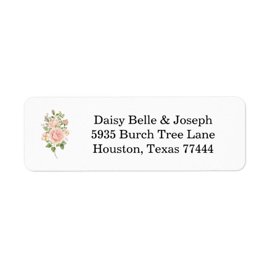 Elegante Roze Tuin Trouwadres Etiket (Voorkant)