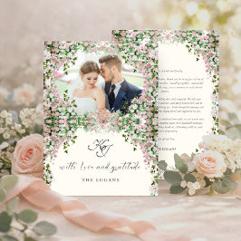Elegante Roze Tuinfoto Bedankkaart