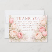 Elegante Roze Tulp Bloemige Bruiloft Bedankkaart (Voorkant)