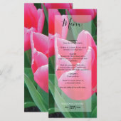 Elegante Roze Tulp Huwelijk Menu (Voorkant / Achterkant)