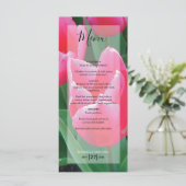 Elegante Roze Tulp Huwelijk Menu (Staand voorkant)