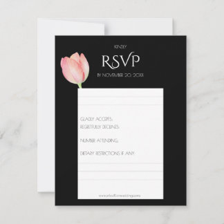 Elegante Roze tulp - minimalistische moderne bruil RSVP Kaartje