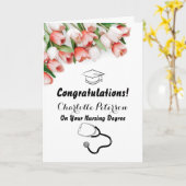 Elegante Roze Tulp Verpleegster Afstudeercongratul Kaart (Gele Bloem)