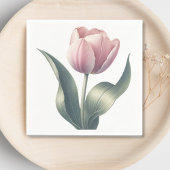 Elegante Roze Tulp Waterverf Flower Cocktail Servet