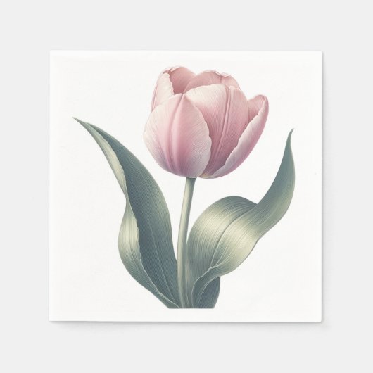 Elegante Roze Tulp Waterverf Flower Cocktail Servet (Voorkant)