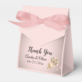 Elegante Roze Tulpen Boeket Bruiloft Bedankdoosjes