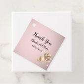 Elegante roze tulpen boeket bruiloft bedankjes labels (In situ)