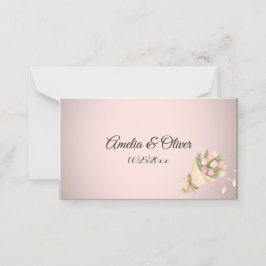 Elegante roze tulpen boeket bruiloft plaatskaartje