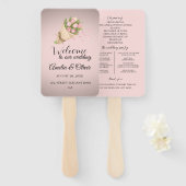 Elegante Roze Tulpen Boeket huwelijksprogramma Handwaaier (Voorkant en achterkant)