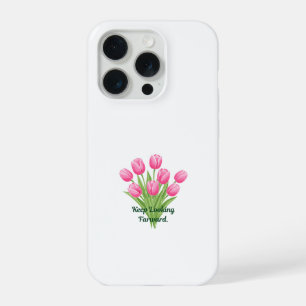 Elegante Roze Tulpen Botanische Motiverende Quote  iPhone 15 Pro Case