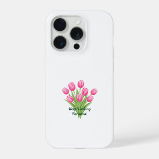 Elegante Roze Tulpen Botanische Motiverende Quote  iPhone 15 Pro Case