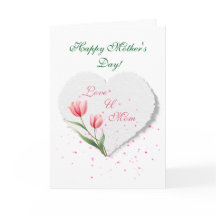 Elegante Roze Tulpen & Papieren Hart Moederdag