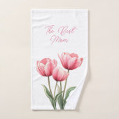 Elegante Roze Tulpentuin Aquarel Moeder Cadeau Bad Handdoek (Handdoek)