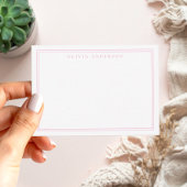 Elegante roze twee grens minimalistische monogram notitiekaartje