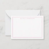 Elegante roze twee grens minimalistische monogram  notitiekaartje (Voorkant)