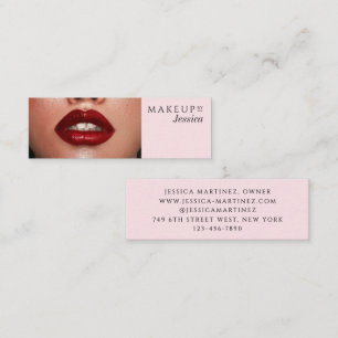 Elegante Roze Typografie Foto Make-up Mini Visitekaartje