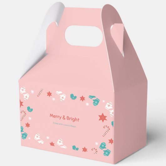 Elegante roze vakantie geschenkdoos voor Kerstmis, Bedankdoosjes (Achterkant)