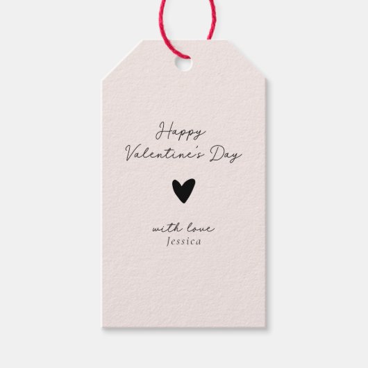 elegante roze Valentijnsdag Cadeaulabel (Voorkant)