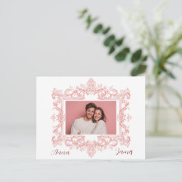 Elegante Roze Valentijnsdagkaart - Aangepaste Foto Briefkaart