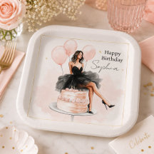 Elegante Roze Verjaardagsfeestbord voor Meisjes