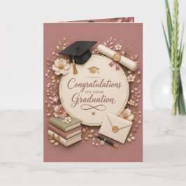 Elegante Roze Verjaardagskaart Afstuderen Kaart