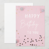 Elegante Roze Verjaardagskaart Kaart (Voorkant / Achterkant)