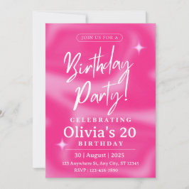 Elegante roze verjaardagsuitnodiging  kaart