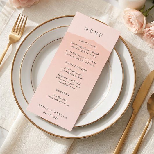 Elegante Roze Verlopen Trouwmenu Menu
