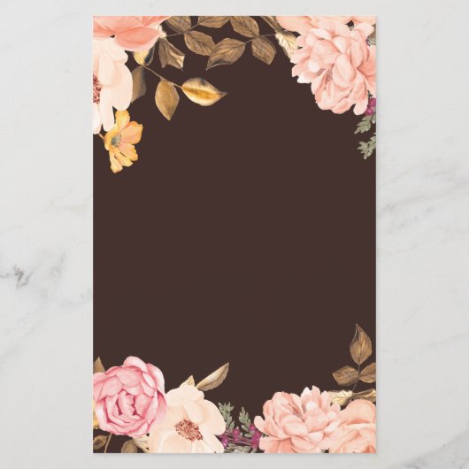 Elegante Roze Victoria Huwelijksmenu met Bloemen Flyer (Achterkant)