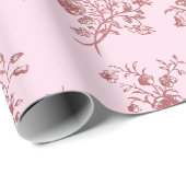 Elegante Roze Vintage Bloemen Cadeaupapier (Rol Hoek)