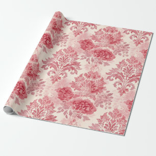 Elegante Roze Vintage Damast Patroon Cadeaupapier