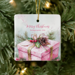 Elegante roze vintage kerst keramisch ornament