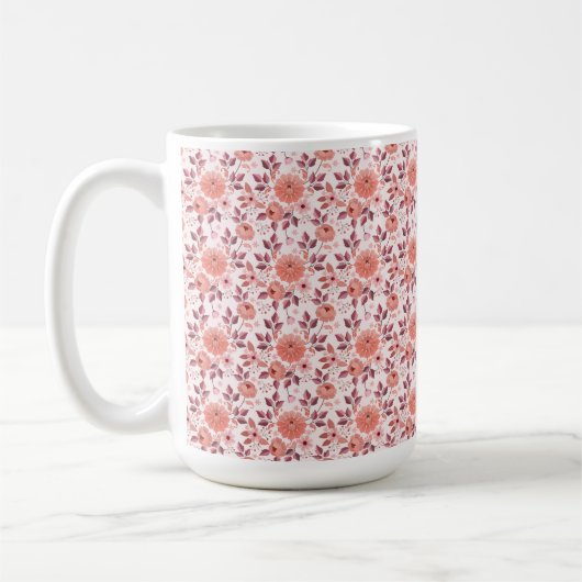 Elegante roze vintage rozen bloemen mok (Links)
