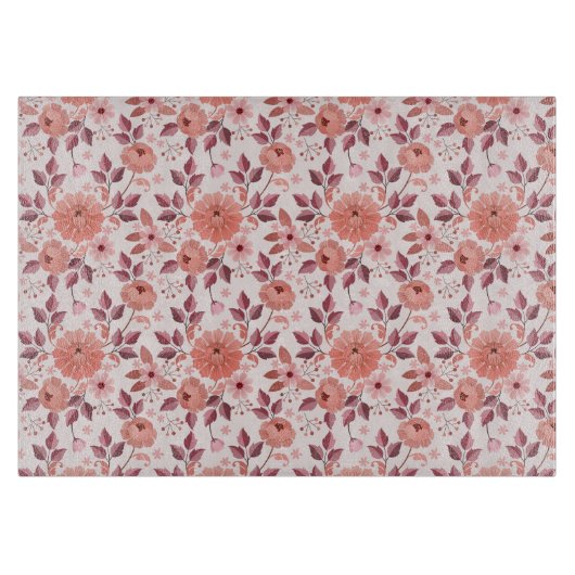 Elegante Roze Vintage Rozenbloemen Snijplank (Voorkant)