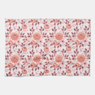 Elegante Roze Vintage Rozenbloemen Theedoek