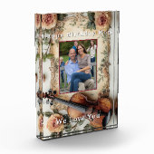 Elegante Roze Vintage Rozenrand Viool Fotoblokken (Links)