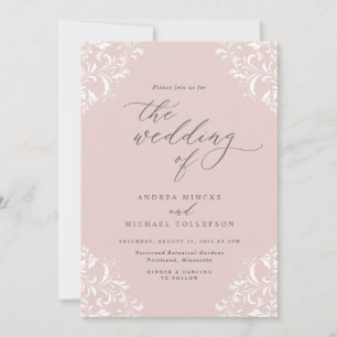 Elegante Roze Vintage Trouwdag Kaart