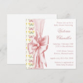 Elegante roze vlinder baby meisje douche kaart (Voorkant / Achterkant)