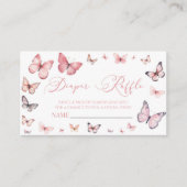 Elegante Roze Vlinder Baby shower Luier Raffle Informatiekaartje (Voorkant)