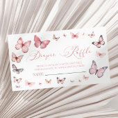 Elegante Roze Vlinder Baby shower Luier Raffle Informatiekaartje