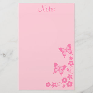 Elegante Roze Vlinder Bloemen Meisje Briefpapier