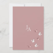 Elegante Roze Vlinder Bruiloft Kaart (Achterkant)