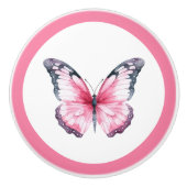 Elegante Roze Vlinder  Meisje Lade Knop (Voorkant)