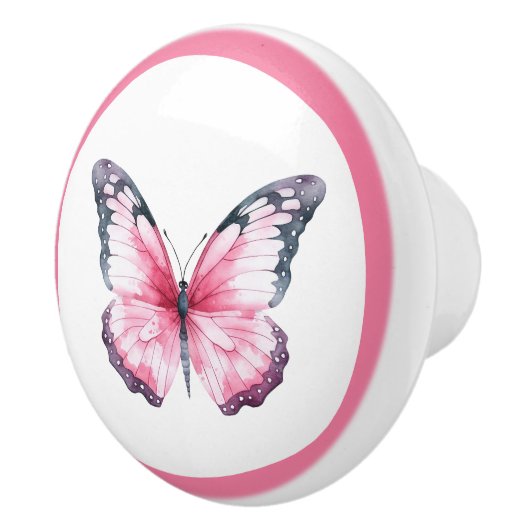 Elegante Roze Vlinder  Meisje Lade Knop (Rechts)