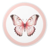 Elegante Roze Vlinder  Meisje Lade Knop (Voorkant)