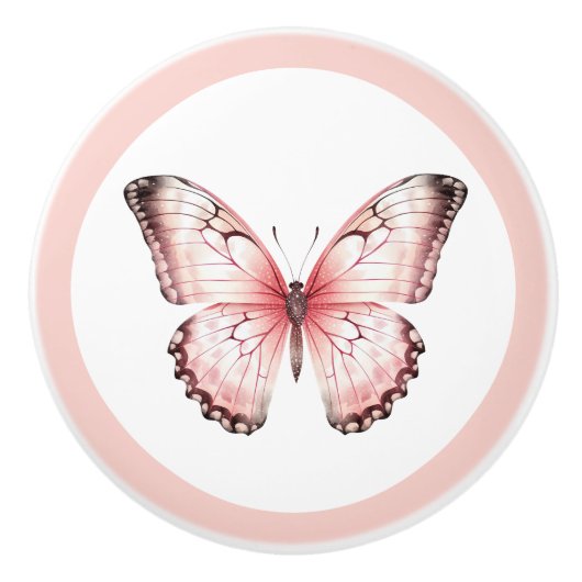 Elegante Roze Vlinder  Meisje Lade Knop (Voorkant)