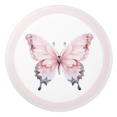 Elegante Roze Vlinder Meisje Lade Knop (Voorkant)