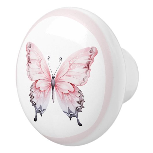 Elegante Roze Vlinder Meisje Lade Knop (Rechts)